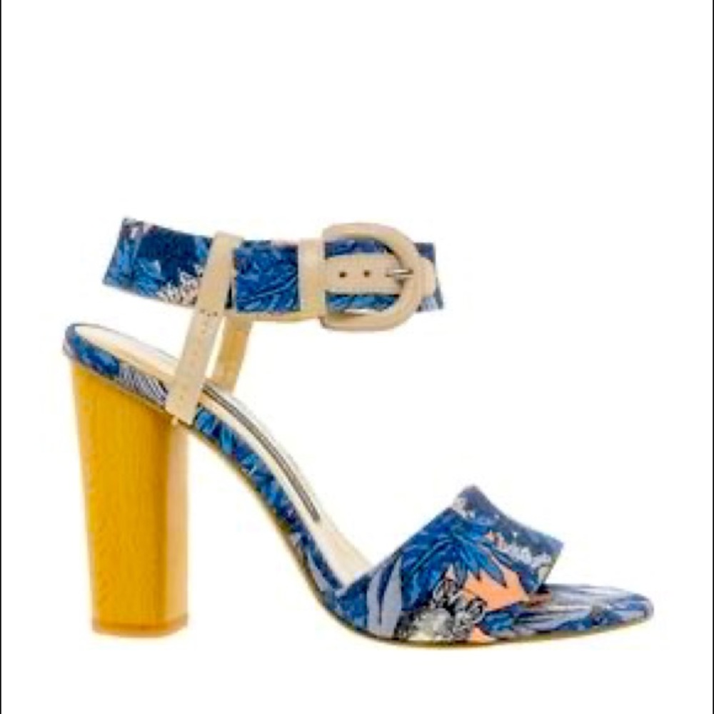 French Connection Blue Floral Strappy Heels